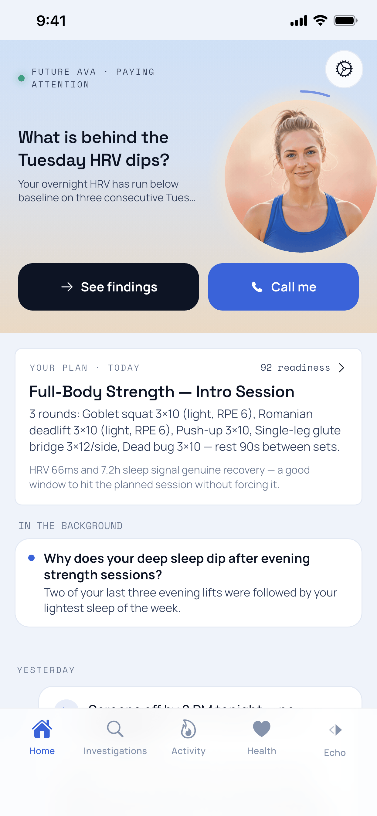 Your Echo daily plan and findings